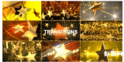 金色星形状转场包 Gold Star Transitions Pack  AE模板颁奖元素