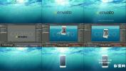 水下模拟海洋坠入Logo与苹果手机效果产品展示 AE模板Underwater