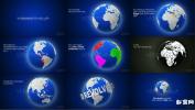 新闻旋转三维地球国家世界地图色彩点亮展示 地图地球AE模