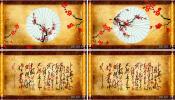 古典风 画卷展开红梅戏曲京剧 舞台晚会LED大屏幕动态视频素