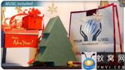 AE模板-圣诞节礼盒定格动画片头 Christmas Gifts Logo – Storefront Digital Signage