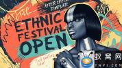 AE模板-手绘笔刷彩色定格图片包装开场 Ethnic Festival Open