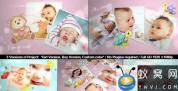 AE模板-儿童婴儿照片相册可爱片头 Baby Photo Album Lovely Slideshow