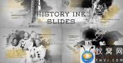 AE模板-水墨遮罩历史图片展示片头 History Ink Slides