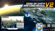 AE模板-聚焦三维地球Logo动画 Zoom On Earth And Logo Reveal V2