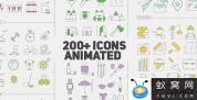 AE模板-200组线条图标ICON动画 Icons Library