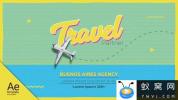 AE模板-旅游视频卡通包装飞机路径动画片头 Travel Partner