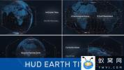 AE模板-科技感地球文字标题片头 HUD Earth Titles